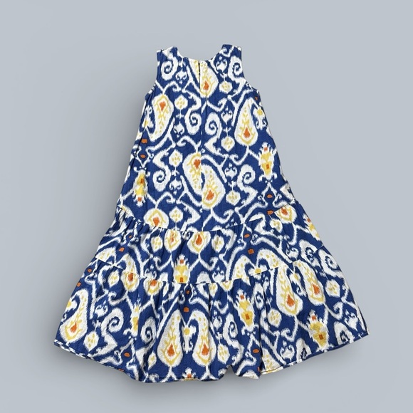 Uncle Frank Blue and Yellow Patterned Midi Dress - Picture 3 of 4